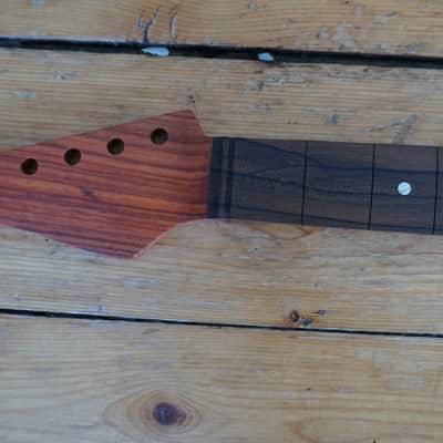 Custom Reverse head Zircote/Pudauk neck left handed fits stratocaster rare 2021 dark brown fretboard image 1