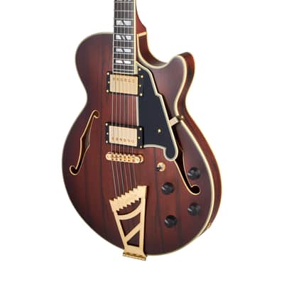 D'Angelico DADSSSBBGT DELUXE SS Single Cutaway Semi-Hollow Body 6-String Electric Guitar w/Deluxe Hardshell Case image 4