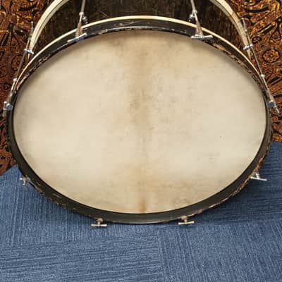 Vintage Lafleur Piccadilly 28″x12″ Bass Drum 1930s – Black with Glitter Strand image 9