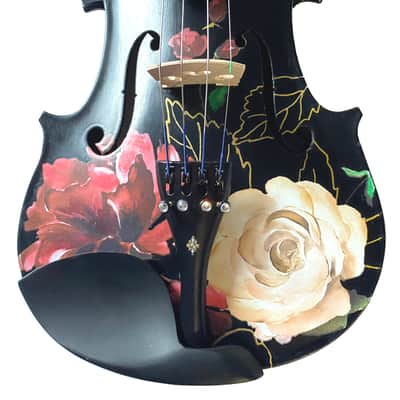 Rozanna's Rose Delight Black 1/2 Violin Outfit with pearl fine tuners image 4