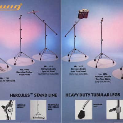 Ludwig Hercules#1406 Straight Crash/Ride Cymbal Stand Tube-Leg Tripod Vintage70s image 8