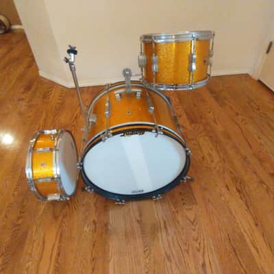 Ludwig Vintage 1966 gold sparkle Jazz Festival snare drum exceptional! image 20