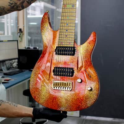 Aristides 080 - Limited Run Gold/Red Sparkle Madness - Bare Knuckle Pickups Juggernaut image 4