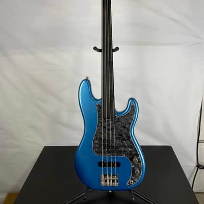 Fender Tony Franklin Signature Fretless 4-String Precision Bass Guitar, Ebony Fingerboard, Lake Placid Blue image 1