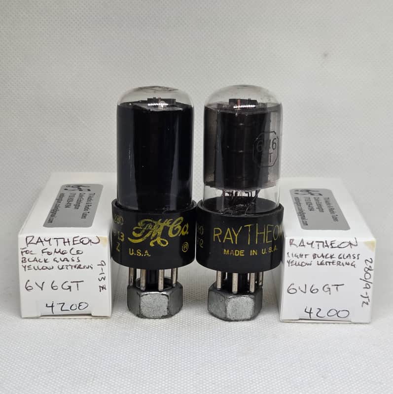 Raytheon 6V6GT Black Glass Perfectly Matched Pair NOS 6V6 image 1