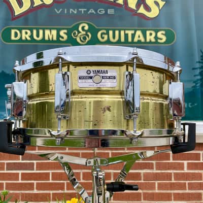1980s Yamaha SD495 5.5x14 Brass Snare Drum 10-Lug image 2
