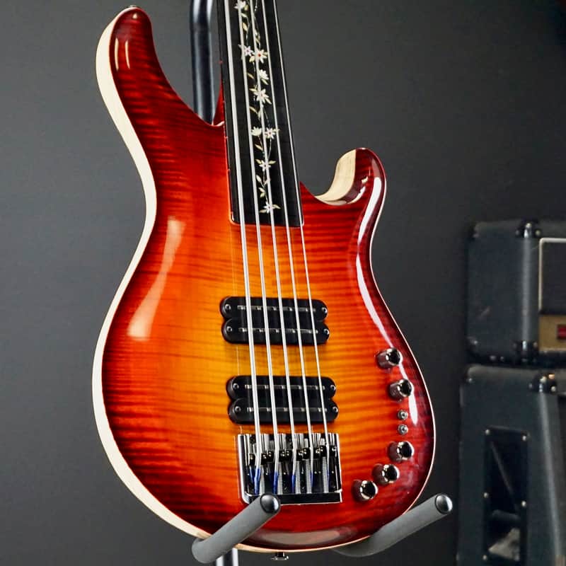 PRS NOS 2017 Namm Show Private Stock Gary Grainger 5 String Fretless Bass Dragons Breath Glow image 1