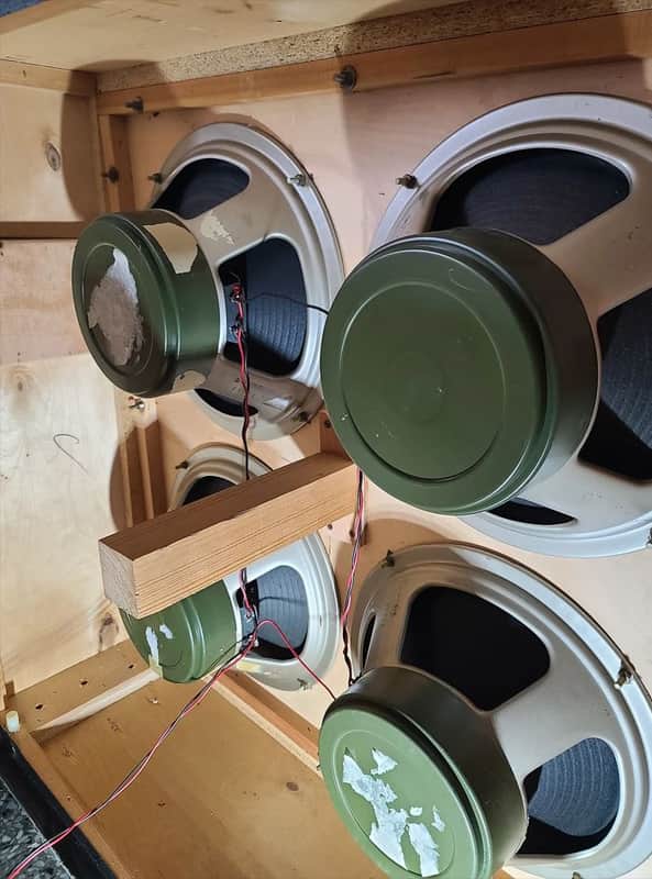 1969 Hiwatt 4x12 with 1969 Celestion G12H T1217 75Hz Thames Ditton Speakers – Pulsonic Cones image 1