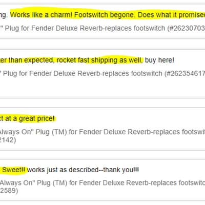 "Always On" Plug (TM) for Fender '65 Super Reverb Reissue - Eliminates Footswitch image 5