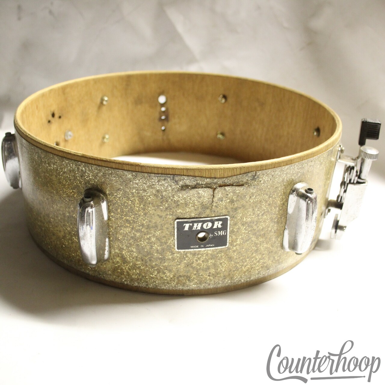 Thor SMG Pearl 14x5"Snare Drum Shell 6Ply Lauan Silver Sparkle Japan Vintage 60s — main photograph