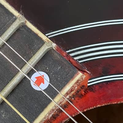 Red Burst Acoustic Guitar, Plywood Top Body, Mahogany Neck image 12