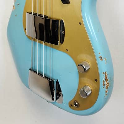 Fender Custom Shop P-Jazz Relic Ash Body Electric Bass Guitar Daphne Blue image 6