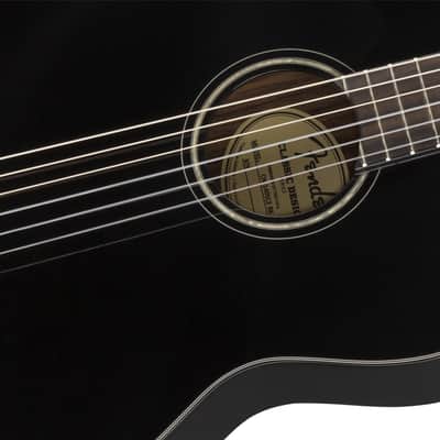 Fender CN-140SCE Nylon Thinline With Case, Walnut Fingerboard - Black image 4