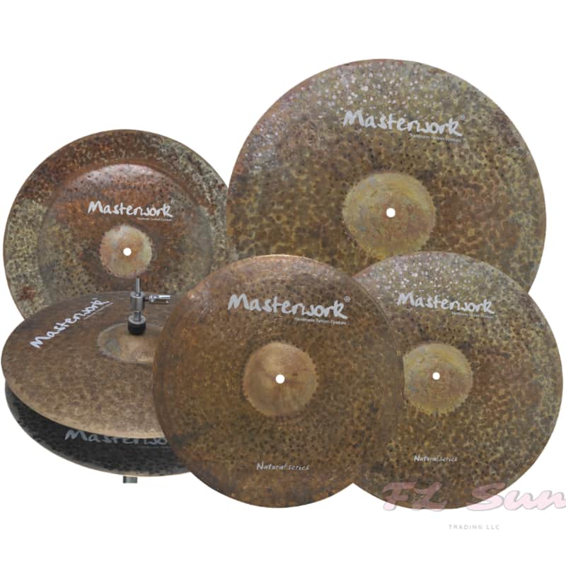 Masterwork Natural Series 5pcs 14" Hi-Hat - 16" - 18” Crash - 20" Ride - 18 China Cymbal Set image 1