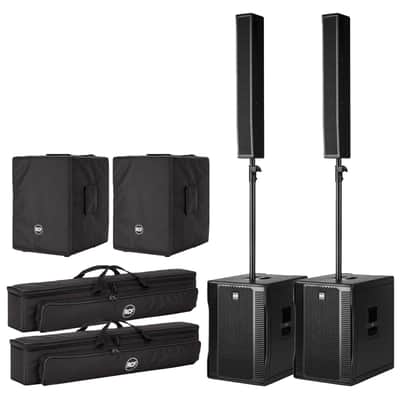 RCF EVOX 12 Active Portable 2-Way Powered Active Array PA Speakers Pair w Covers image 1