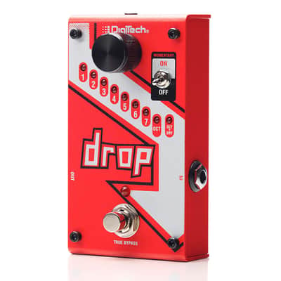 Mint KMC DigiTech DROP The Drop Polyphonic Drop Tune Pedal Bundle w/2x Strukture S6P48 Woven Right Angle Patch Cables, 12x Guitar Picks and Liquid Audio Polishing Cloth image 2