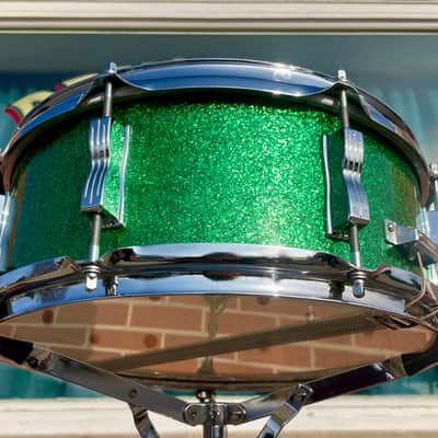 1960s Ludwig 5x14 No. 908P Jazz Festival Snare Drum Green Sparkle image 8