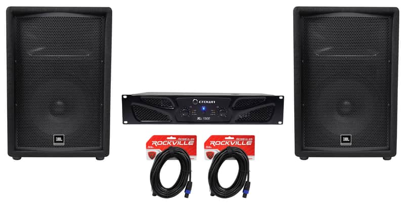 (2) JBL JRX212 1000w 12" DJ P/A Speakers+Crown XLi1500 2-Channel Power Amplifier image 1