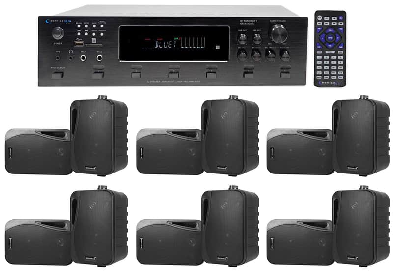 Technical Pro 6000w (6) Zone, Home Theater Bluetooth Receiver+12) 4" Speakers image 1