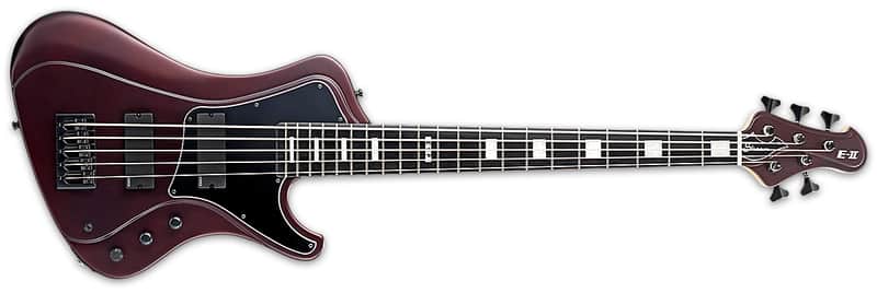ESP E-II Stream SL-5 Electric Bass Guitar in Deep Red Metallic Satin image 1