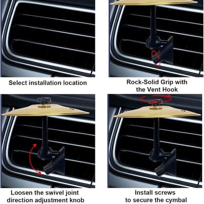 Car Cymbal Air Vent Crash Dash Board Cymbal Drum Symbol Dashboard Drums Mini Mount Drumming Music Mounted Tiny Clip Attachment Set Attaches Small Stand Splash Instrument Drumset Kit image 2