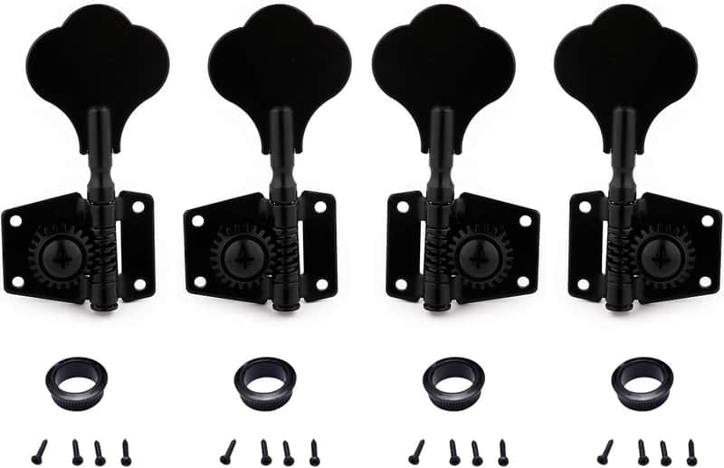 4pcs Open Gear Bass Tuners – 2L 2R Machine Heads for Fender Precision & Jazz Bass (Black)) image 1