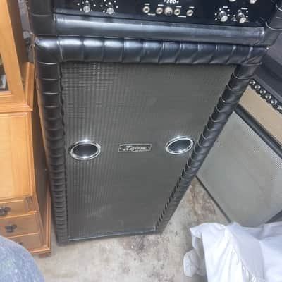 1969 Kustom K 200 Vintage Electric Bass Guitar Amplifier Head W/ 3X15" Cabinet Black Tuck & Roll image 2