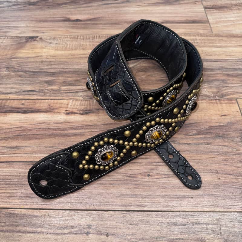 Carlino Orianthi black scale leather tiger eye with bronze 2025 - Black image 1