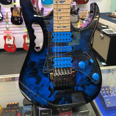 Ibanez Steve Vai Signature Premium Series Jem77 Blue Floral, Maple Fingerboard with Gigbag image 1