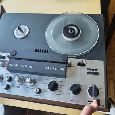 UHER Royal de Luxe reel-to-reel tape recorder + dust cover & wooden case Made in West Germany image 9