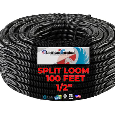 American Terminal 300' (100' Each) Black 1/4" 3/8" 1/2" Split Loom Conduit Tubing image 3
