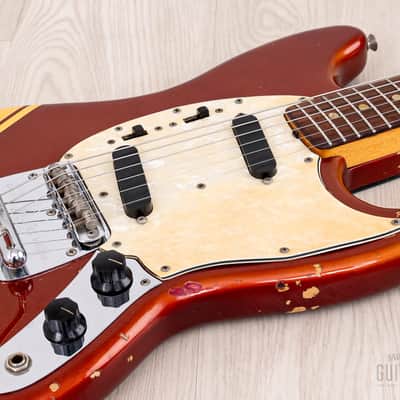1974 Fender Competition Mustang Vintage Offset Guitar Competition Red w/ Case image 6