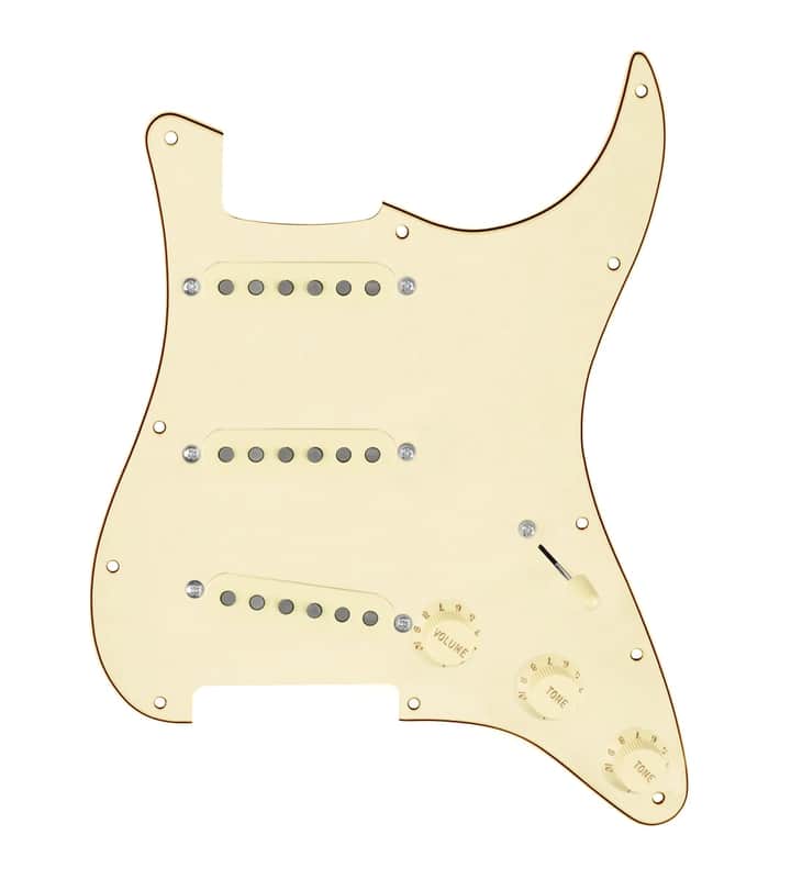 920D Custom Texas Grit Loaded Pickguard for Strat With Aged White Pickups and Knobs, Aged White Pickguard, and S5W Wiring Harness image 1