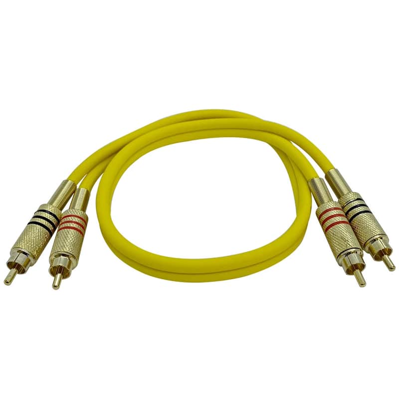 Premium 2 Foot Yellow Dual RCA Male to Dual RCA Male Audio Patch Cable image 1