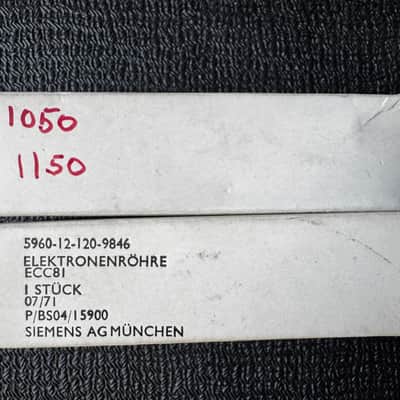 SIEMENS ECC81 GERMANY 12AT7 TIGHT MATCH PAIR VF3 GREY PLATE HALO GETTER NOS+ NIB VINTAGE 1971 image 2