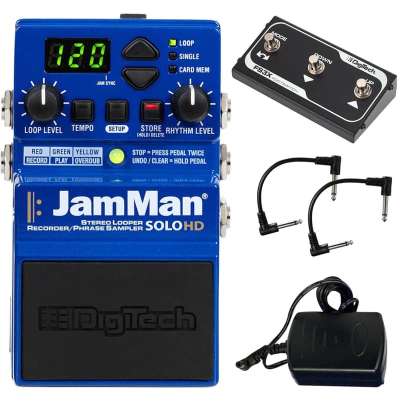 Digitech JamMan Solo HD Stereo Looper Pedal - Bundle with 2 Patch Cables and FS3x 3 Button Footswitch image 1
