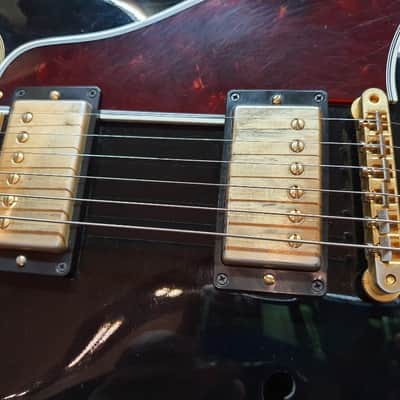 2015 Gibson ES-335 Bigsby Black Gold Tortoise Semi Hollow Electric Guitar image 3