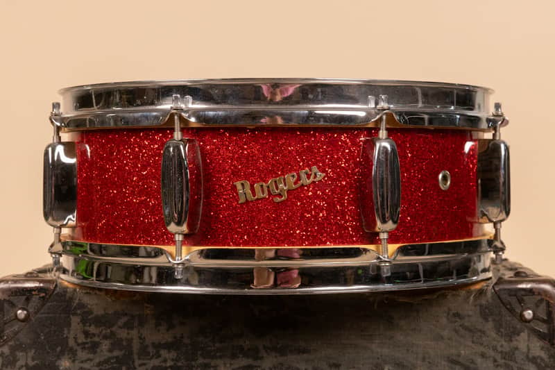 1960 Rogers 5x14 Sparkling Red Pearl Holiday Snare Drum image 1