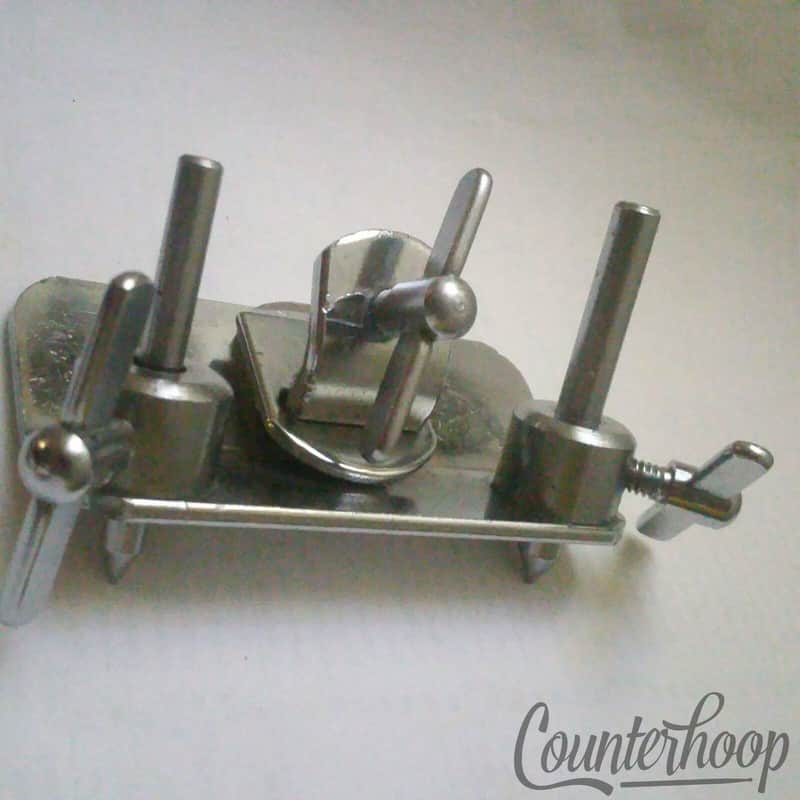 Slingerland Bass Drum Anchor Plate Chrome Double Spur Mounts Clamp-On Vintage60s image 1