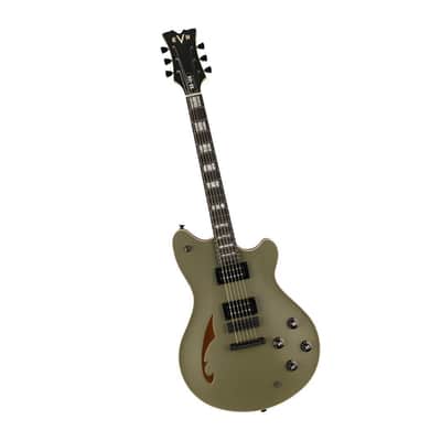 EVH SA-126 6-String Right-Handed Special Electric Guitar with 12 to 16-Inch Compound Ebony Fingerboard, 22 Jumbo Frets, and Triple Block Inlays (Matte Army Drab Black Ebony) image 3
