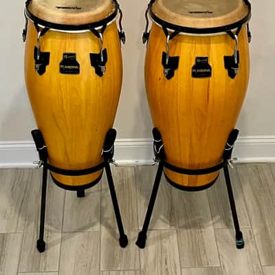 Meinl MarathMeinl Marathon Series Wood Conga Pair Natural w/ LP Bags & Stands – Thailand-Madeon Series image 1