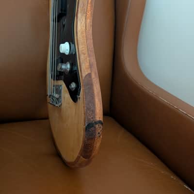 1970s Epiphone ET-280 Short Scale Bass MIJ Matsumoku - Natural Stripped / Select by EMG Modded (As-Is Seized Truss Rod / Wiring Project) image 13