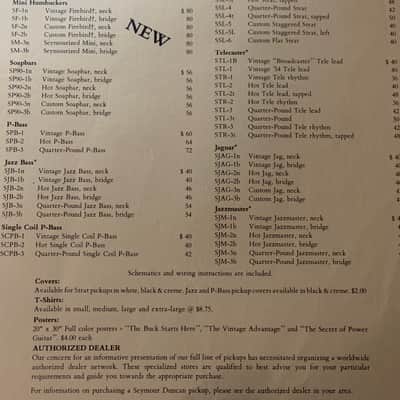 Seymour Duncan Price List 1982 JB 59 Jazz Custom Mag image 2