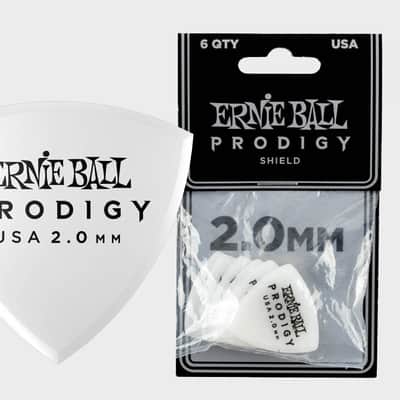 2.0mm White Shield Prodigy Picks 6-Pack - Precision Machined High-Density Non-Slip-Textured Delrin Sharp-Attack Design image 1