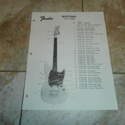 Vintage Late 1970's Fender Mustang Guitar Replacement Parts List! Case Candy! image 1