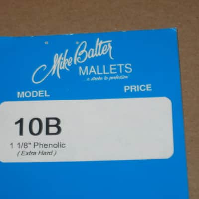 one pair of new old stock A+ Mike Balter MB10B (10B) Extra Hard Keyboard Mallets, 1 and 1/8" phenolic (plastic) round (gray color) HEADS and natural birch HANDLES - mid to late 1990s (+ packaging) Unwound Series image 20