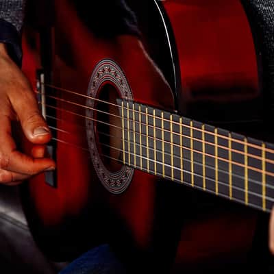 3rd Avenue Full Size 4/4 Classical Guitar Spanish Nylon String Beginner Pack Bundle - 6 Months FREE Lessons, Bag, Strings – Red image 6