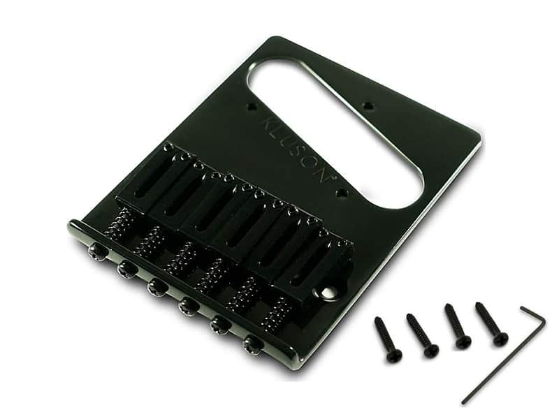 Kluson Telecaster 6 Saddle Bridge Vintage Mount with Brass Saddles - Black image 1