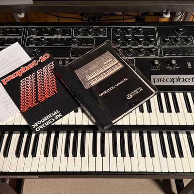 SERVICED & RESTORED Dual Manual PROPHET 10 Rev3 w/ORIGINAL OWNERS MANUAL, MIDI, 3 Foot switch pedals, Road case, & Specs sheet - Sequential Circuits SCI