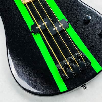 Sandberg California VS Lionel 30" Short Scale 4-String Bass 2024 - Cosmic Black & Green Neon Stripes image 4